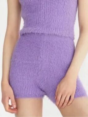 Zara fuzzy purple high-waisted knit biker shorts small